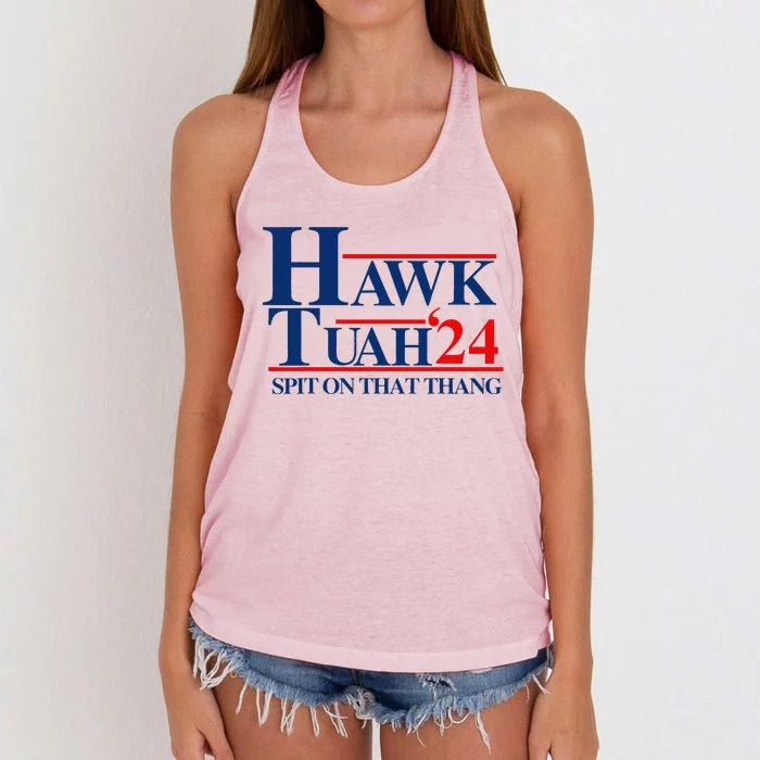 Hawk Tuah Spit On That Thang Women's Knotted Racerback Tank