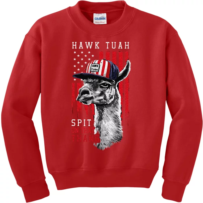 Hawk Tush Spit On That Thing Funny Llama Kids Sweatshirt