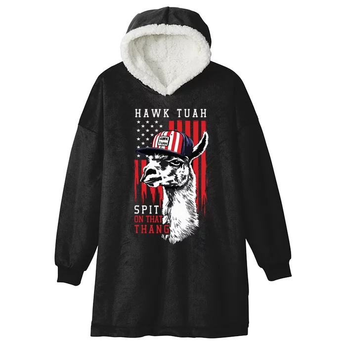 Hawk Tush Spit On That Thing Funny Llama July 4th Hooded Wearable Blanket