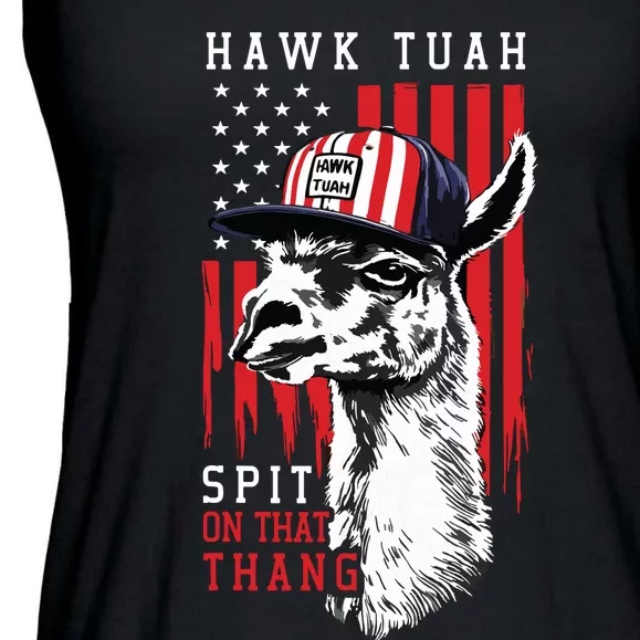 Hawk Tush Spit On That Thing Funny Llama July 4th Ladies Essential Flowy Tank