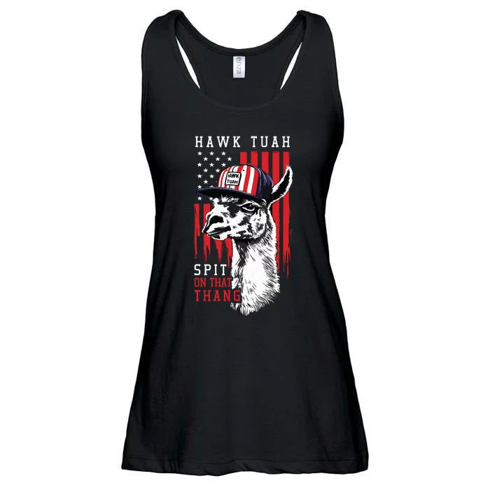 Hawk Tush Spit On That Thing Funny Llama July 4th Ladies Essential Flowy Tank