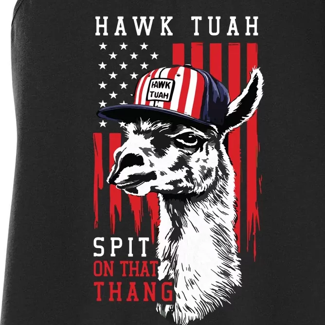 Hawk Tush Spit On That Thing Funny Llama July 4th Women's Racerback Tank