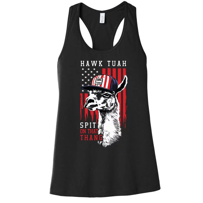 Hawk Tush Spit On That Thing Funny Llama July 4th Women's Racerback Tank