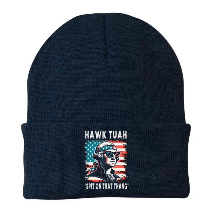 Hawk Tush Spit On That Thing Funny Georg Washington July 4th Knit Cap Winter Beanie