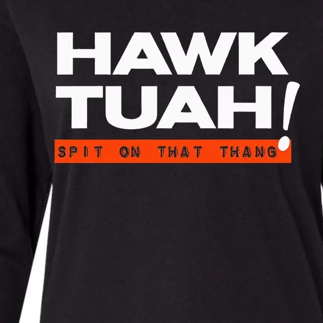 Hawk Tuah Spit On That That Thang Adult Humor Iykyk Womens Cotton Relaxed Long Sleeve T-Shirt