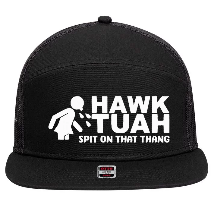 Hawk Tuah Spit On That Thang Funny Interview 7 Panel Mesh Trucker Snapback Hat