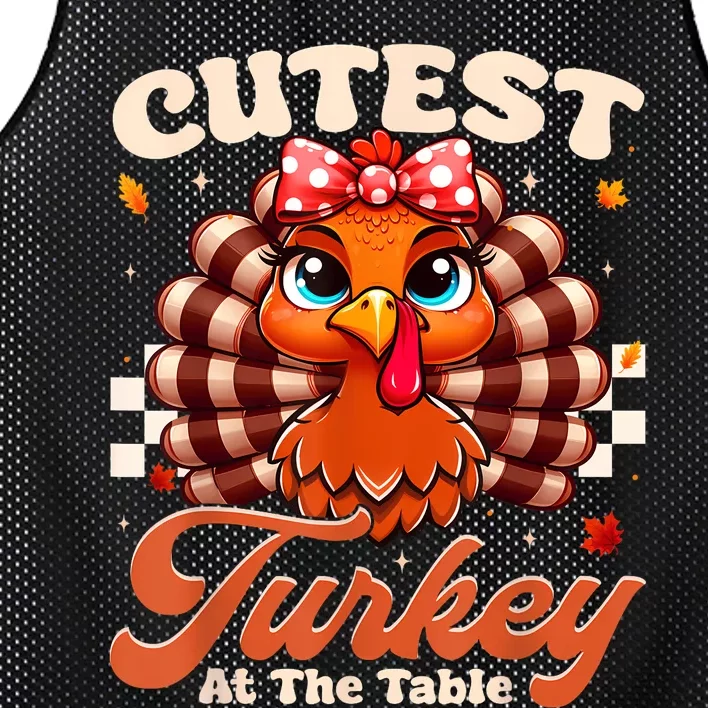 Happy Thanksgiving Shirts Girl Cutest Turkey At The Tables Mesh Reversible Basketball Jersey Tank