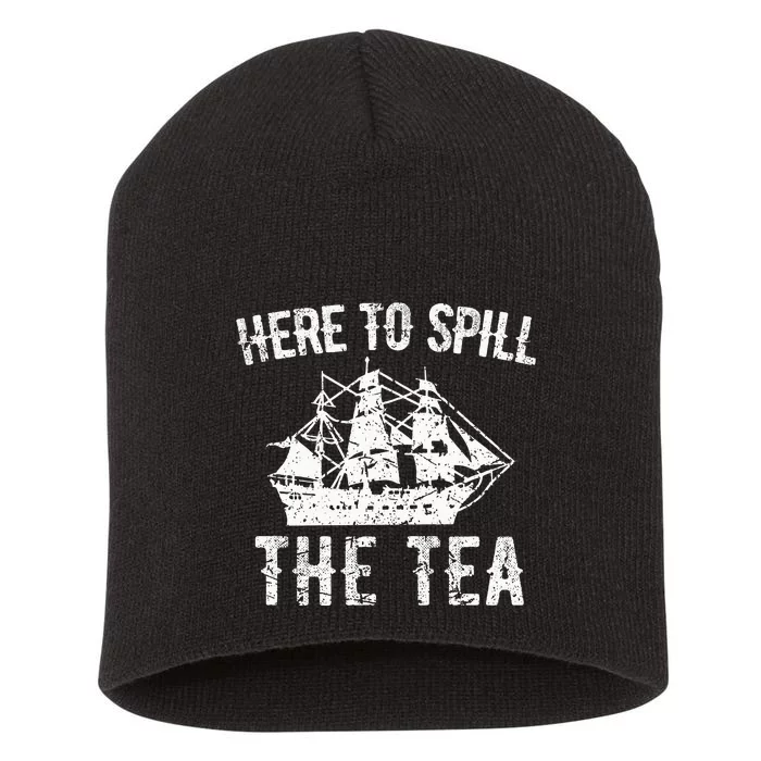 Here To Spill The Tea Us Patriotic Pride Short Acrylic Beanie