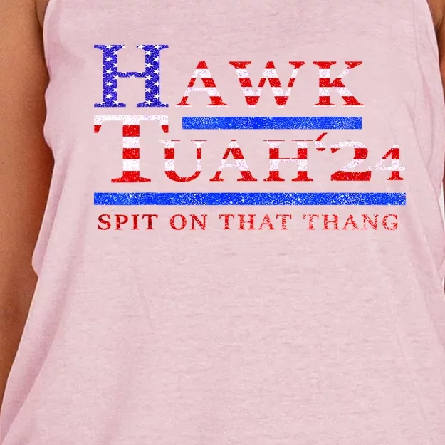 Hawk Tush Spit On That Thing Presidential Candidate Parody Gift Women's Knotted Racerback Tank