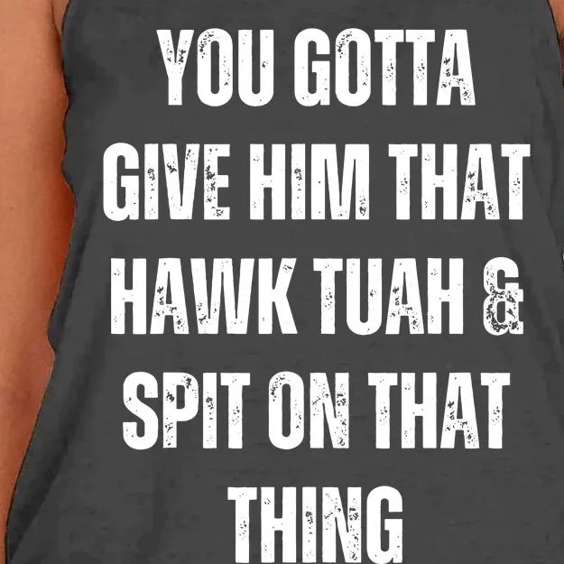 Hawk Tuah Spit On That Thing Women's Knotted Racerback Tank