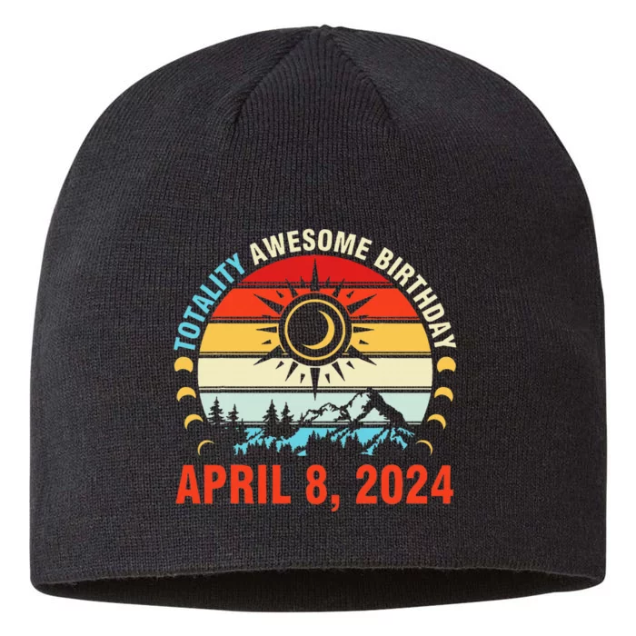 Happy Totality Solar Eclipse Awesome Birthday April 8 2024 8 1/2in Sustainable Knit Beanie