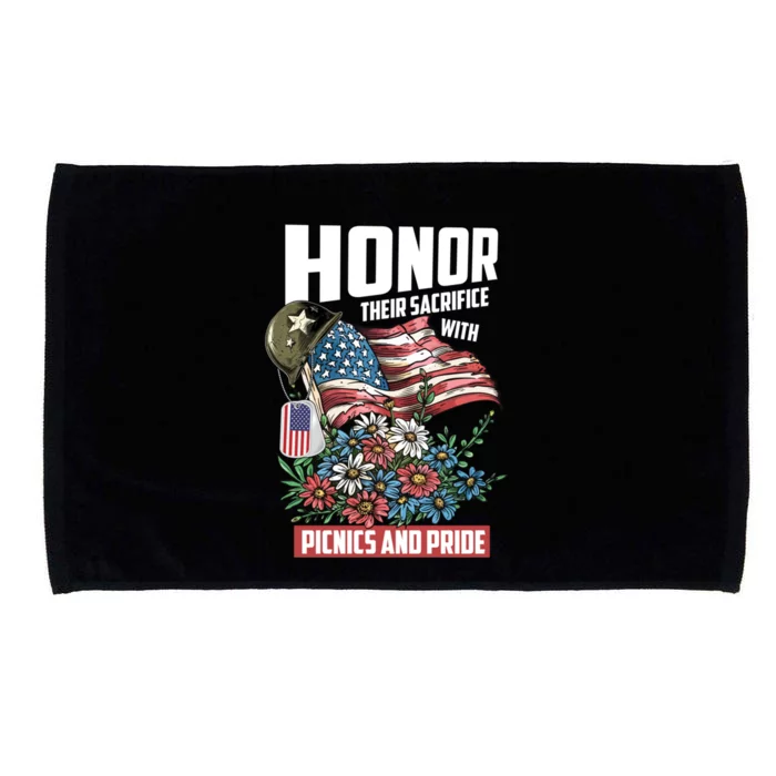 Honor Their Sacrifice With Picnic And Pride Memorial Day Usa Gift Microfiber Hand Towel