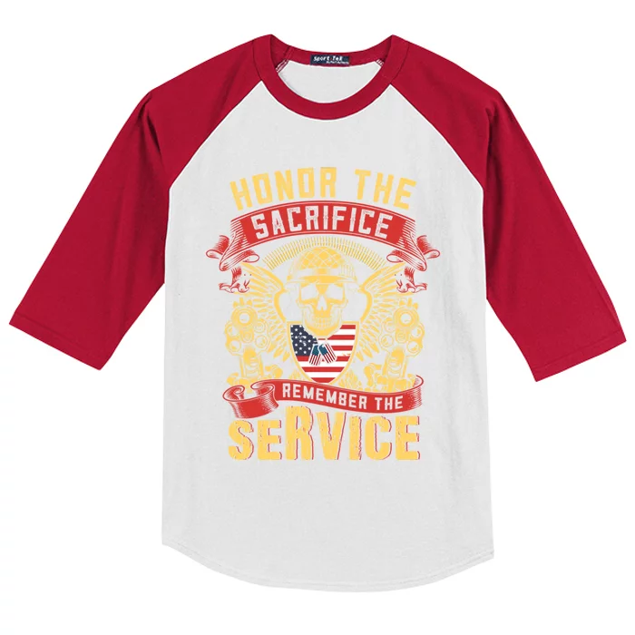 Honor The Sacrifice Remember The Service Proud Soldier Lover Gift Kids Colorblock Raglan Jersey