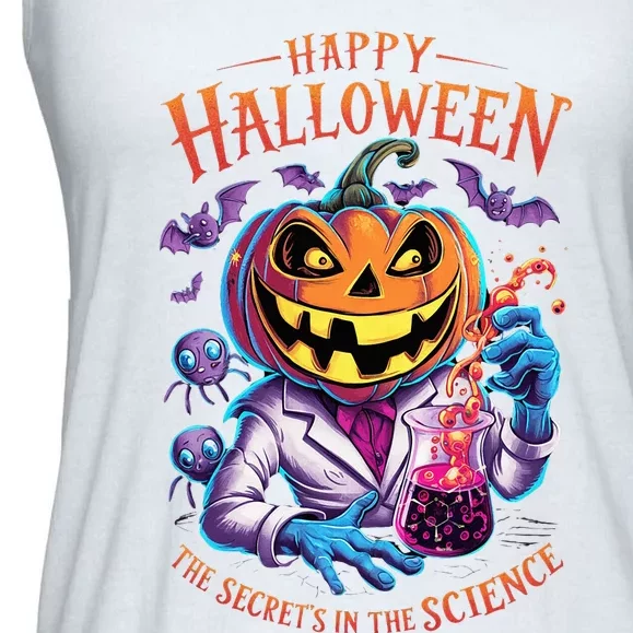 Halloween The Secret’S In The Science Teacher Scientist Fun Ladies Essential Flowy Tank