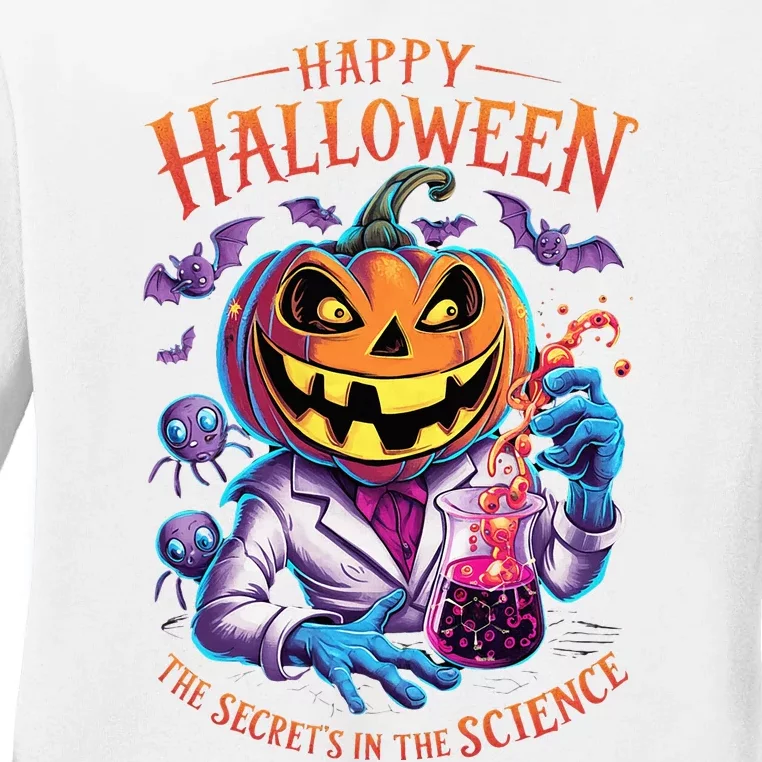 Halloween The Secret’S In The Science Teacher Scientist Fun Ladies Long Sleeve Shirt