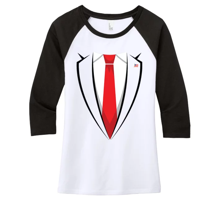 Halloween Trump Suit Us President Easy Costume Women's Tri-Blend 3/4-Sleeve Raglan Shirt