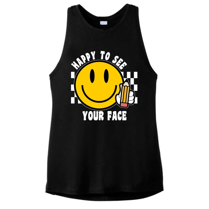 Happy To See Your Face School Ladies Tri-Blend Wicking Tank