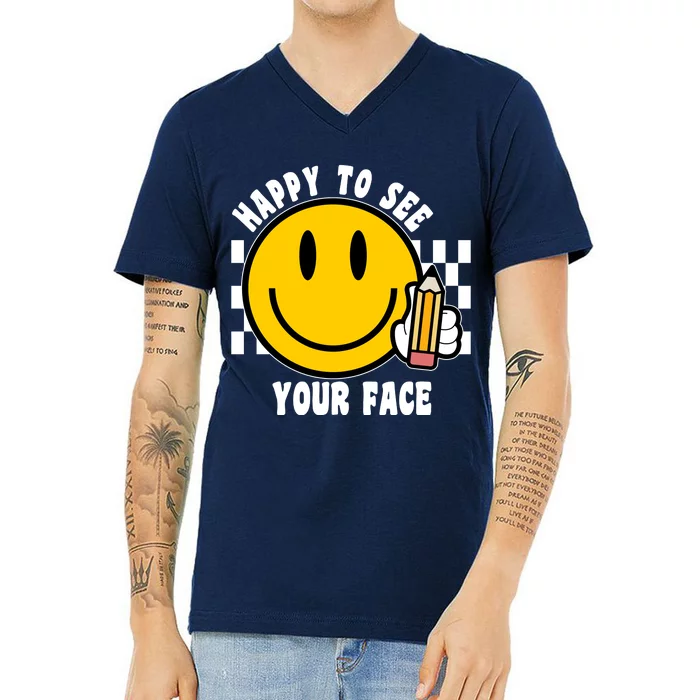 Happy To See Your Face School V-Neck T-Shirt