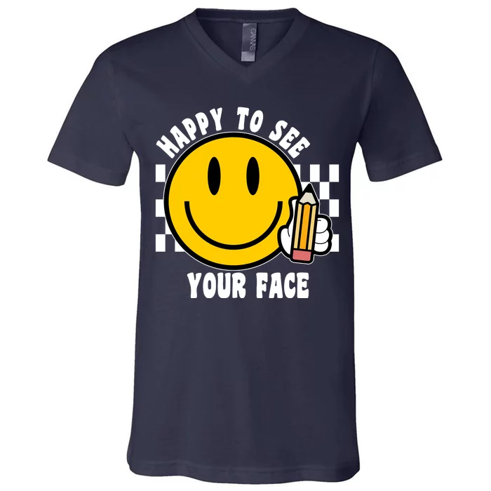 Happy To See Your Face School V-Neck T-Shirt