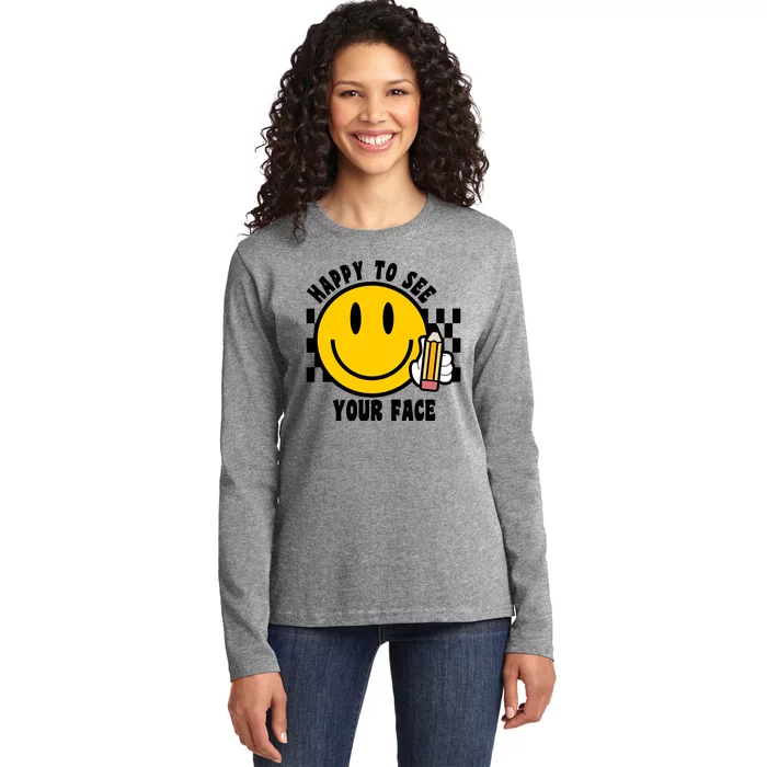 Happy To See Your Face School Ladies Long Sleeve Shirt