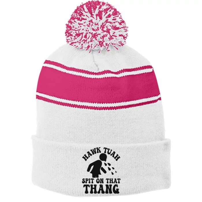 Hawk Tuah Spit On That Thang Funny Girl Interview Stripe Pom Pom Beanie