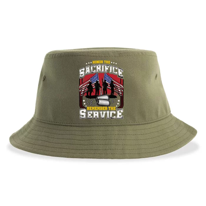 Honor The Sacrifice Remember The Service Us Patriots Gift Sustainable Bucket Hat