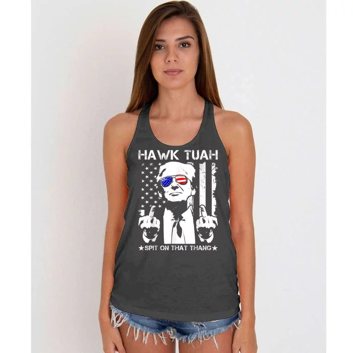 Hawk Tush Spit On That Thang Viral Election Parody Women's Knotted Racerback Tank