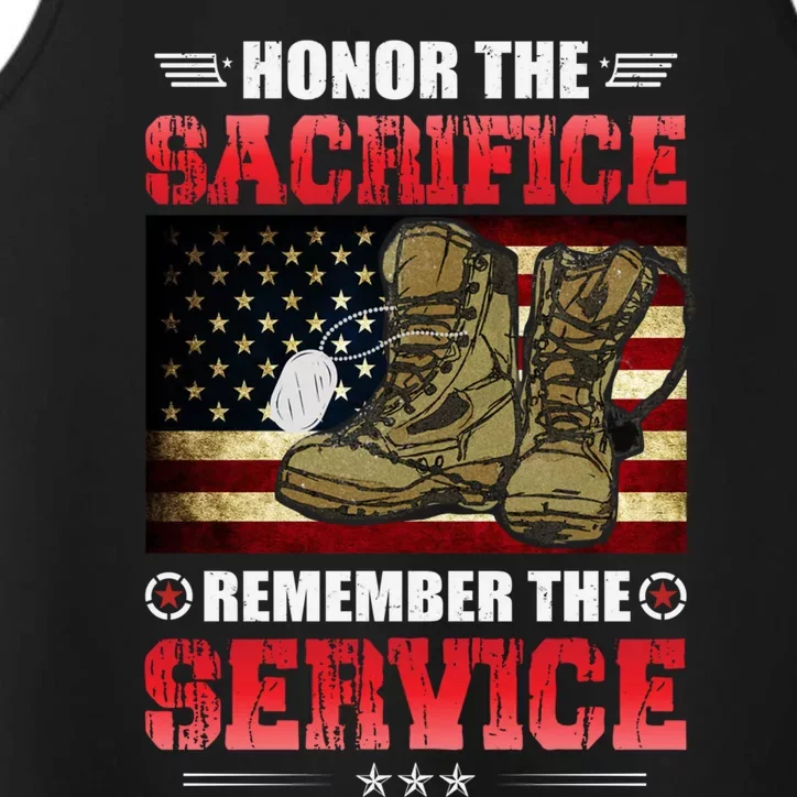 Honor The Sacrifice Remember The Service Veteran Great Gift Performance Tank