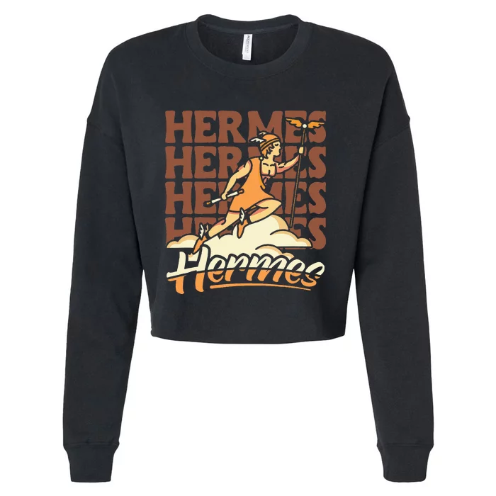 Hermes The Swiftfooted Greek God Of Commerce & Messages Cropped Pullover Crew