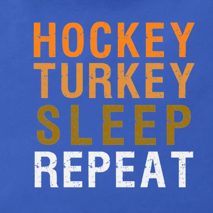 Hockey Turkey Sleep Repeat Nap Funny Thanksgiving Gift Zip Tote Bag