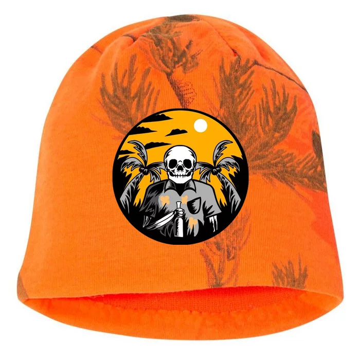 Hawaiian Tropical Skull Skelton Scary Knife Kati - Camo Knit Beanie