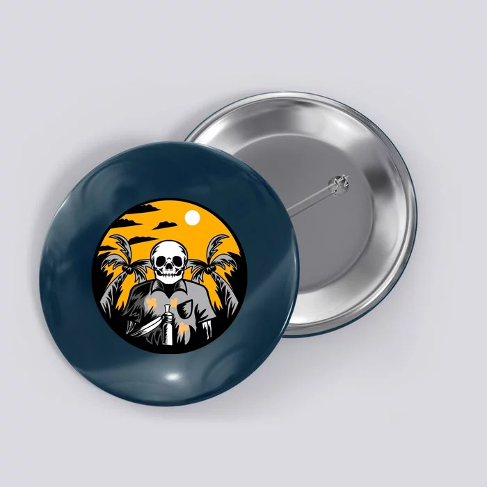 Hawaiian Tropical Skull Skelton Scary Knife Button