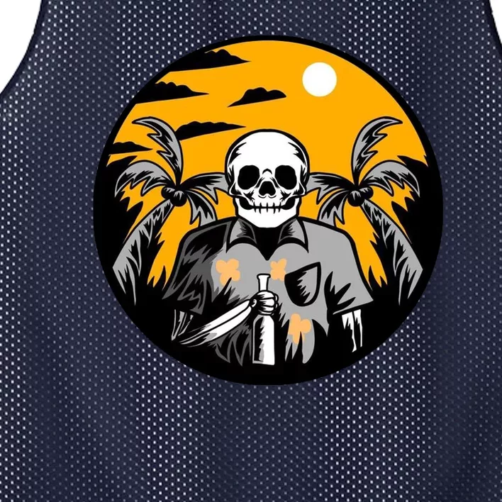 Hawaiian Tropical Skull Skelton Scary Knife Mesh Reversible Basketball Jersey Tank