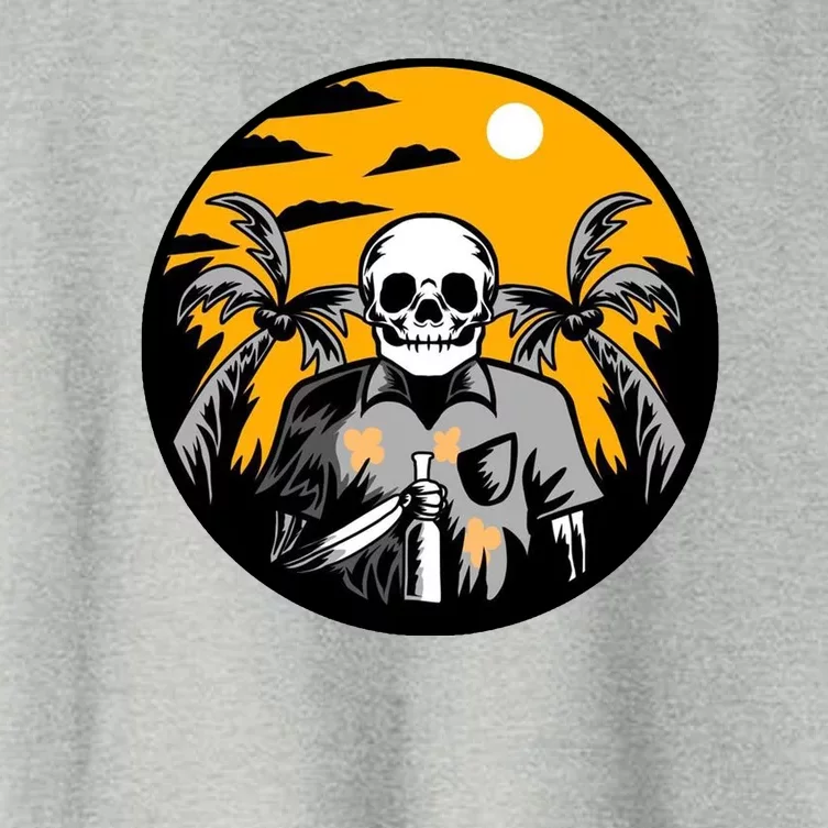 Hawaiian Tropical Skull Skelton Scary Knife Women's Crop Top Tee