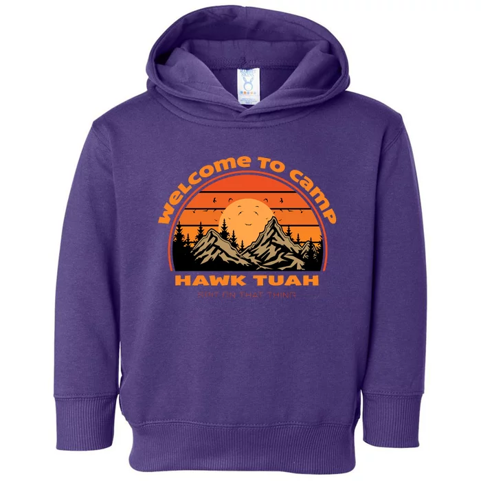 Hawk Tuah Spit On That Thing Retro Welcome To Camp Gift Toddler Hoodie