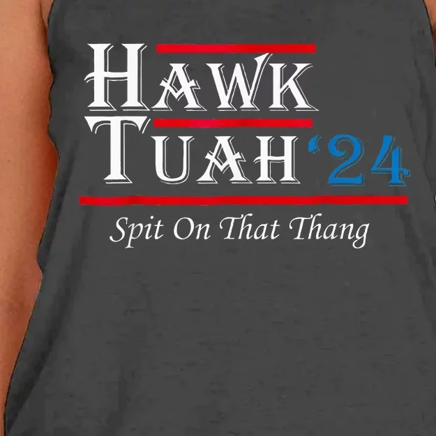 Hawk Tush Spit On That Thing Presidential Candidate Parody Women's Knotted Racerback Tank