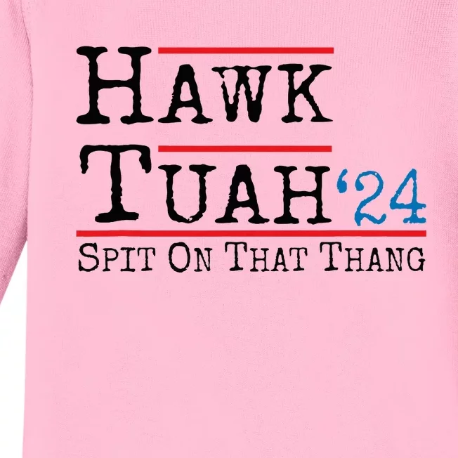 Hawk Tuah Spit On That Thing Presidential Candidate Parody Baby Long Sleeve Bodysuit