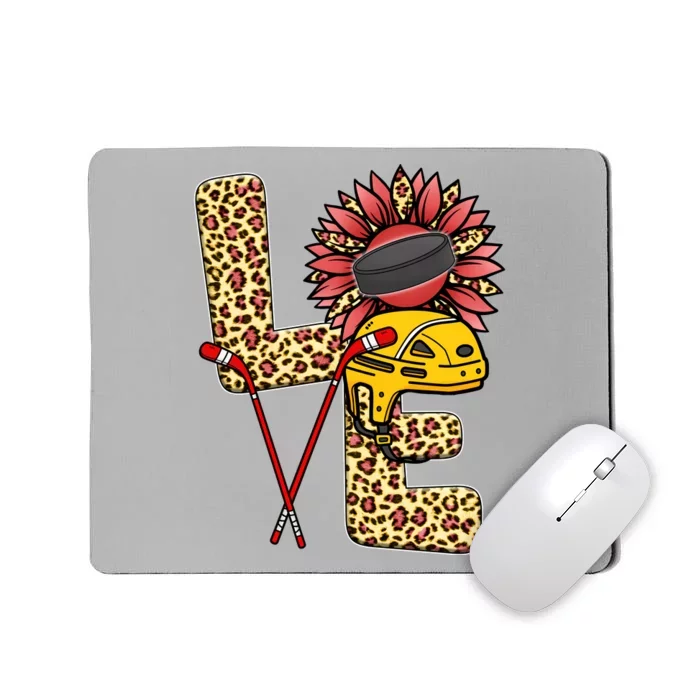 Hockey T Shirts Love Leopard Sunflower Graphic Plus Size Mousepad