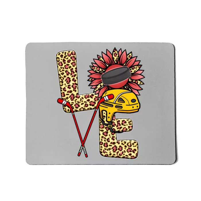 Hockey T Shirts Love Leopard Sunflower Graphic Plus Size Mousepad