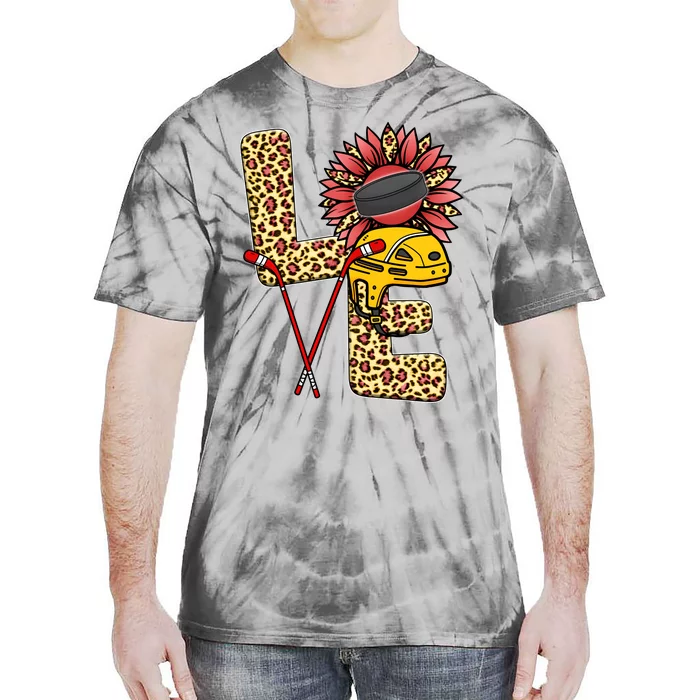 Hockey T Shirts Love Leopard Sunflower Graphic Plus Size Tie-Dye T-Shirt