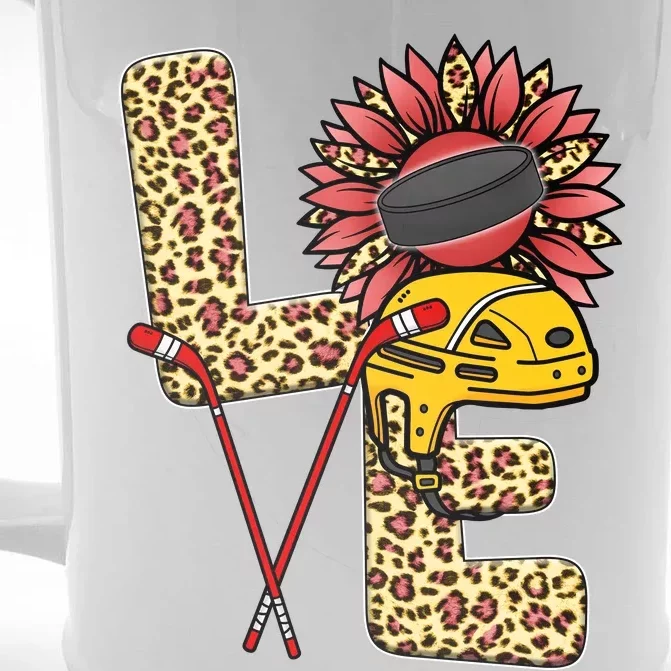 Hockey T Shirts Love Leopard Sunflower Graphic Plus Size Front & Back Beer Stein