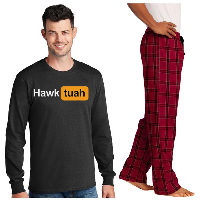 Hawk Tuah Spit On That Thang Funny Rave Festival Outfit Long Sleeve Pajama Set