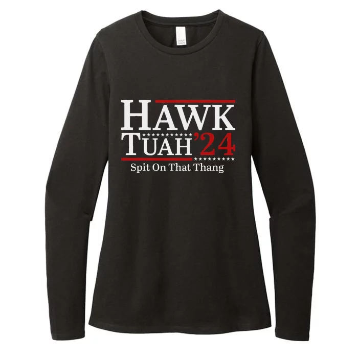 Hawk Tuah Spit On That Thang 2024 Funny Viral Meme Womens CVC Long Sleeve Shirt