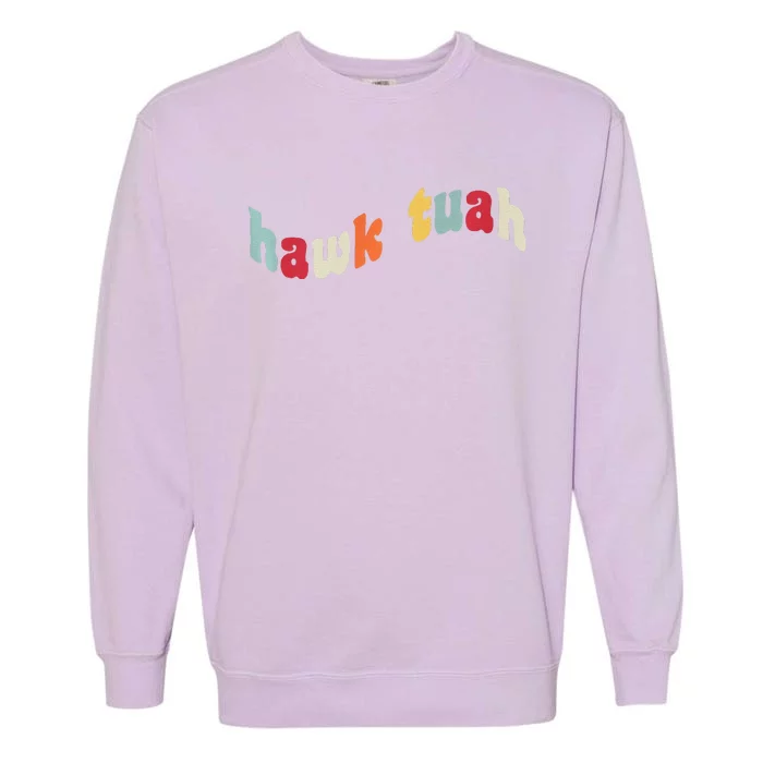 Hawk Tuah Slang Hawktuah Spit On That Thang Spitting Saliva Premium Garment-Dyed Sweatshirt