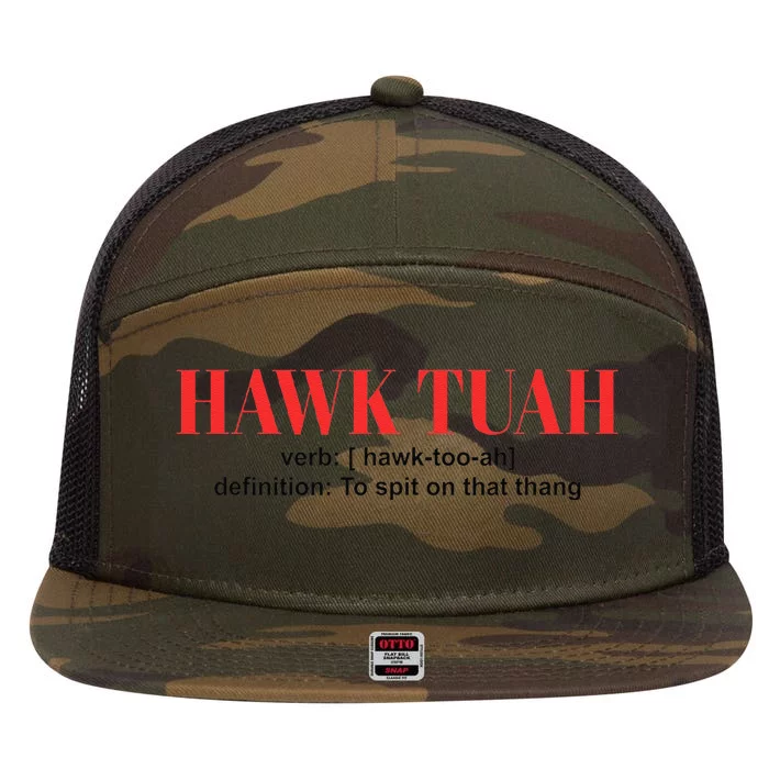 Hawk Tuah Spit On That Thang Funny Hawk Tush 7 Panel Mesh Trucker Snapback Hat