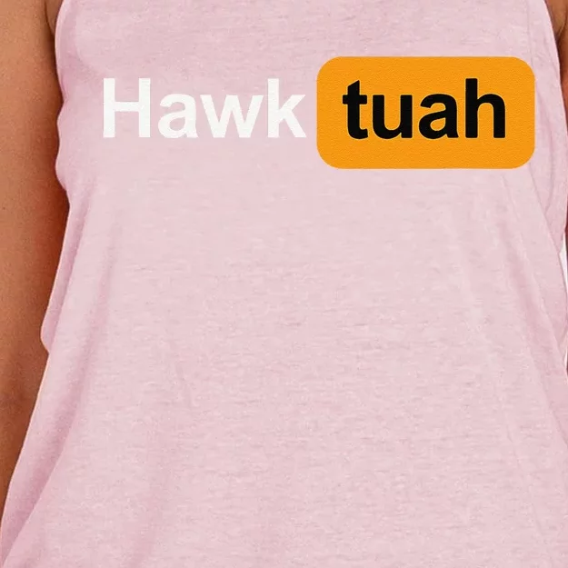 Hawk Tuah Spit On That Thang Funny Rave Festival Women's Knotted Racerback Tank