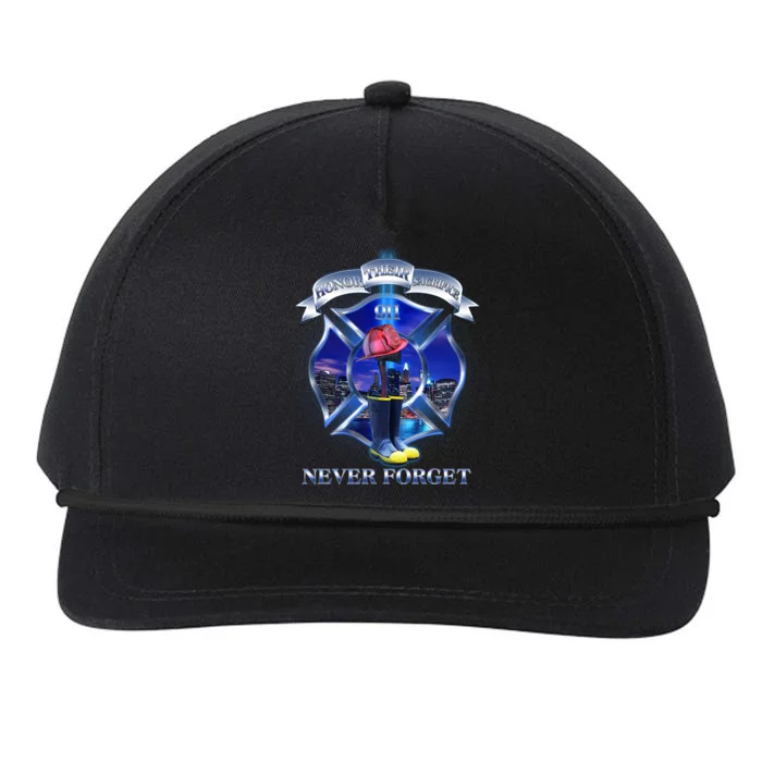 Honor Their Sacrifice Never Forget 911 September 11 Fire Fighters Heroes Snapback Five-Panel Rope Hat