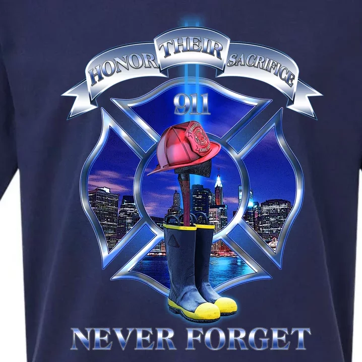 Honor Their Sacrifice Never Forget 911 September 11 Fire Fighters Heroes Sueded Cloud Jersey T-Shirt