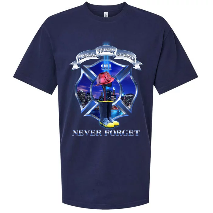 Honor Their Sacrifice Never Forget 911 September 11 Fire Fighters Heroes Sueded Cloud Jersey T-Shirt