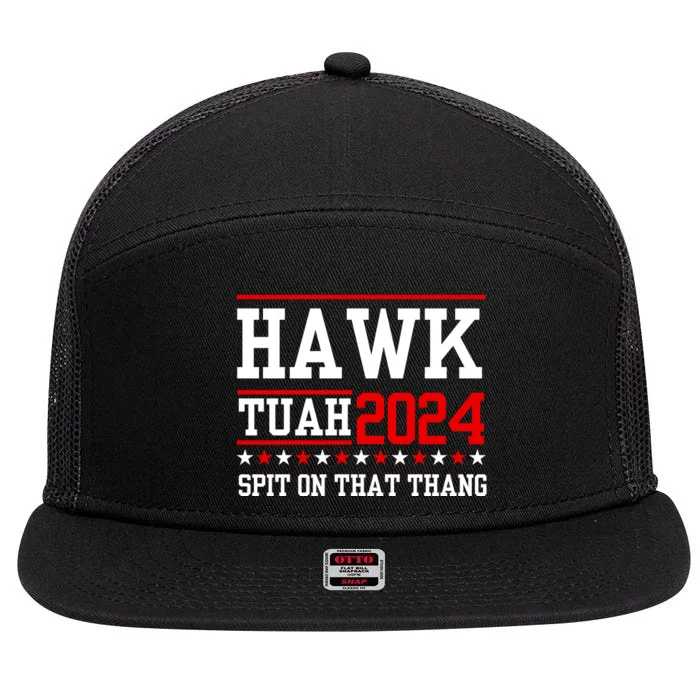 Hawk Tuah Spit On That Thang 7 Panel Mesh Trucker Snapback Hat